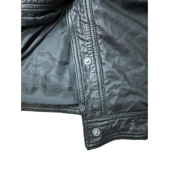 Treasure & Bond Black Long Sleeve Button Front Leather Biker Jacket Size XS - Picture 6 of 9
